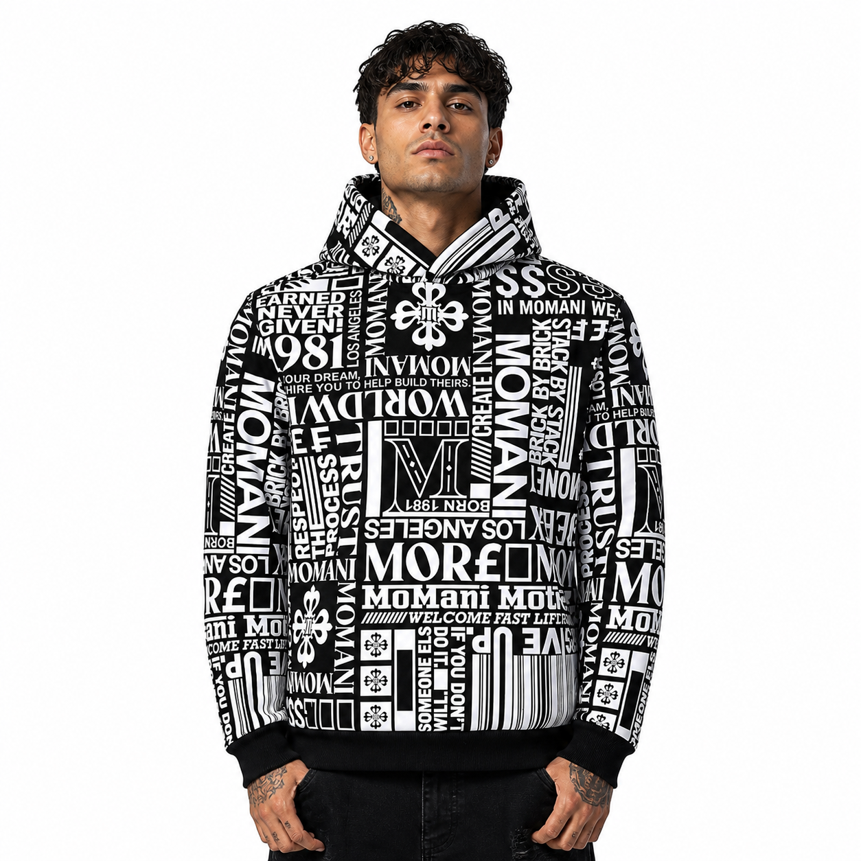 Momani Hoodie All over Puff Print