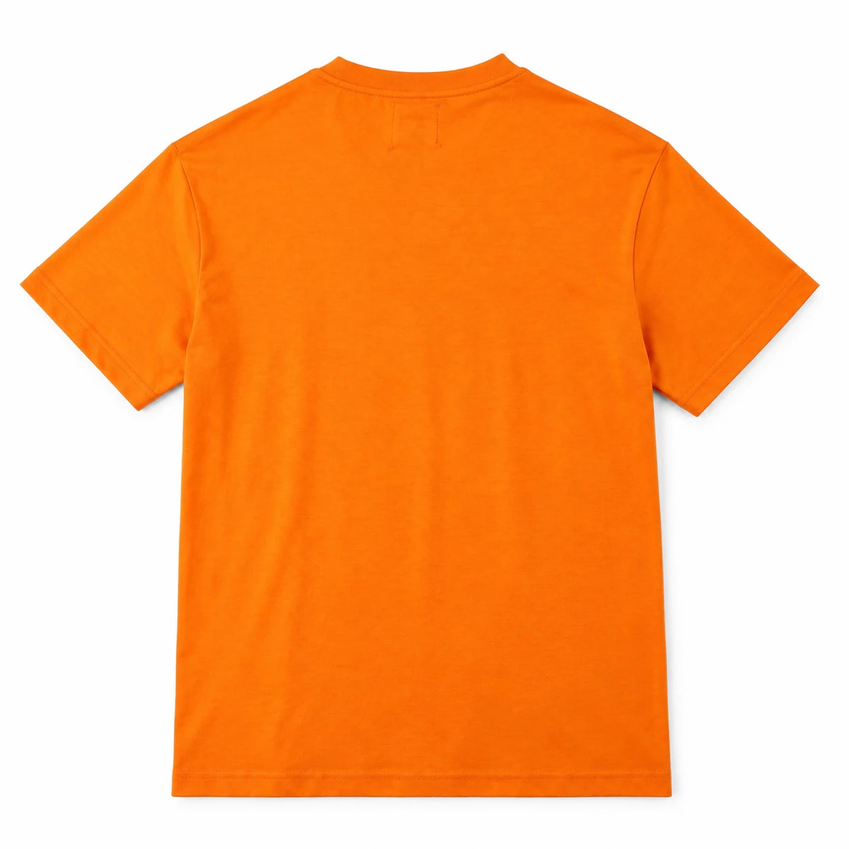 MOMANI Emblem Crest T-Shirt in Orange, laid flat, back view