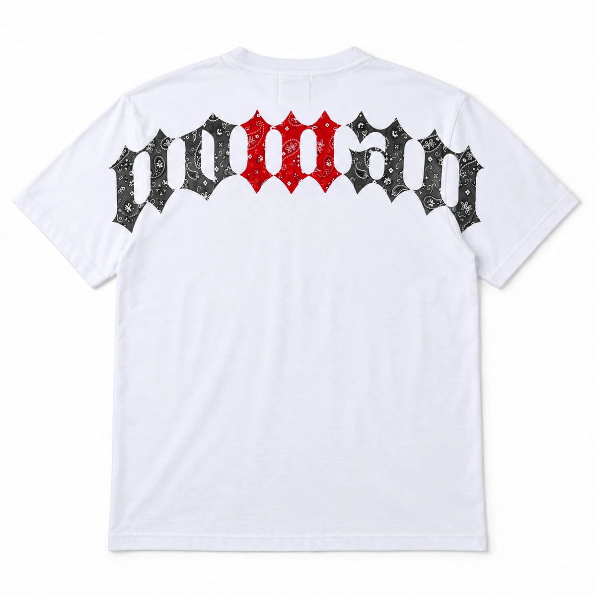 MOMANI Logotype T-Shirt in White, laid flat, back view