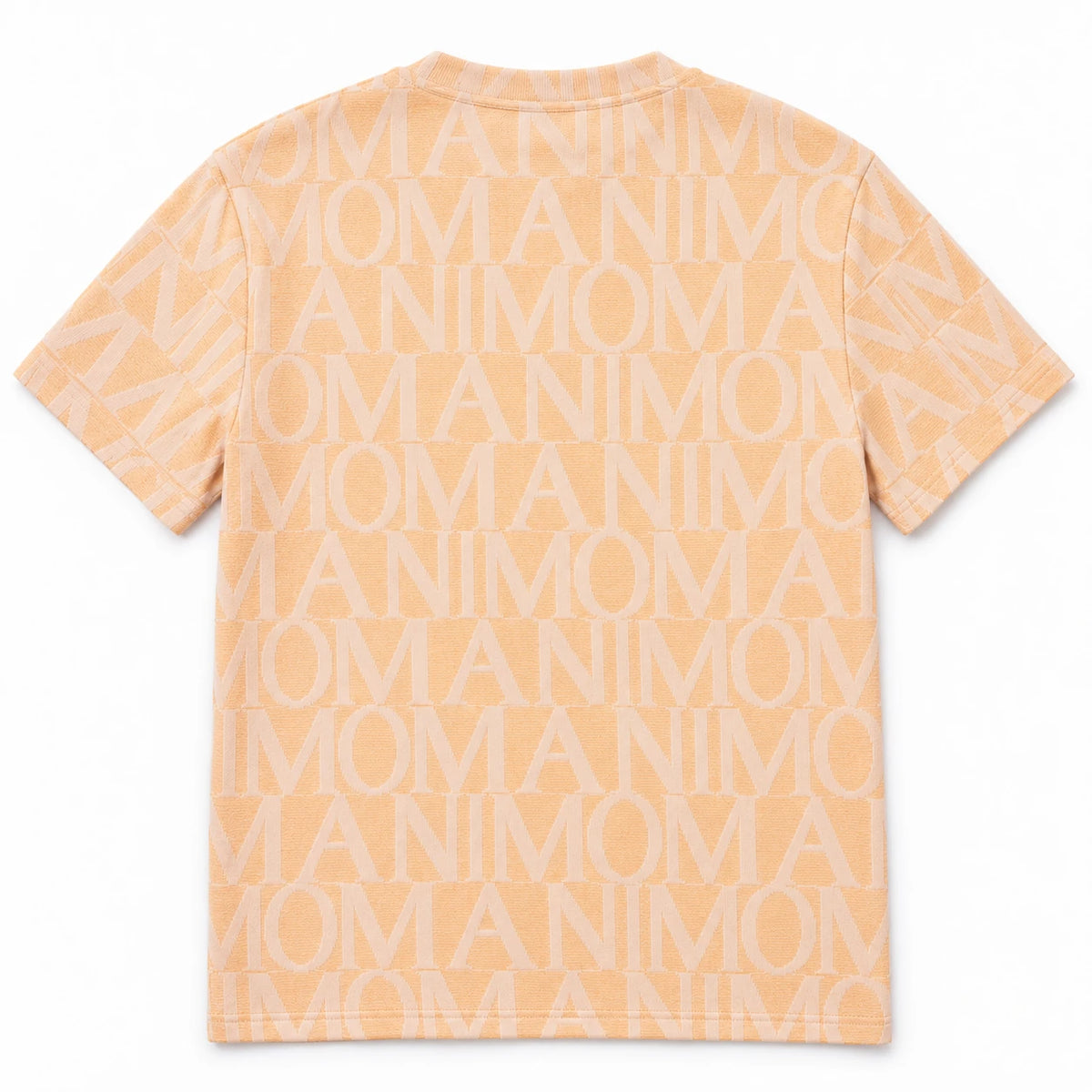 MOMANI Logotype Jacquard T-Shirt in Peach, laid flat, back view